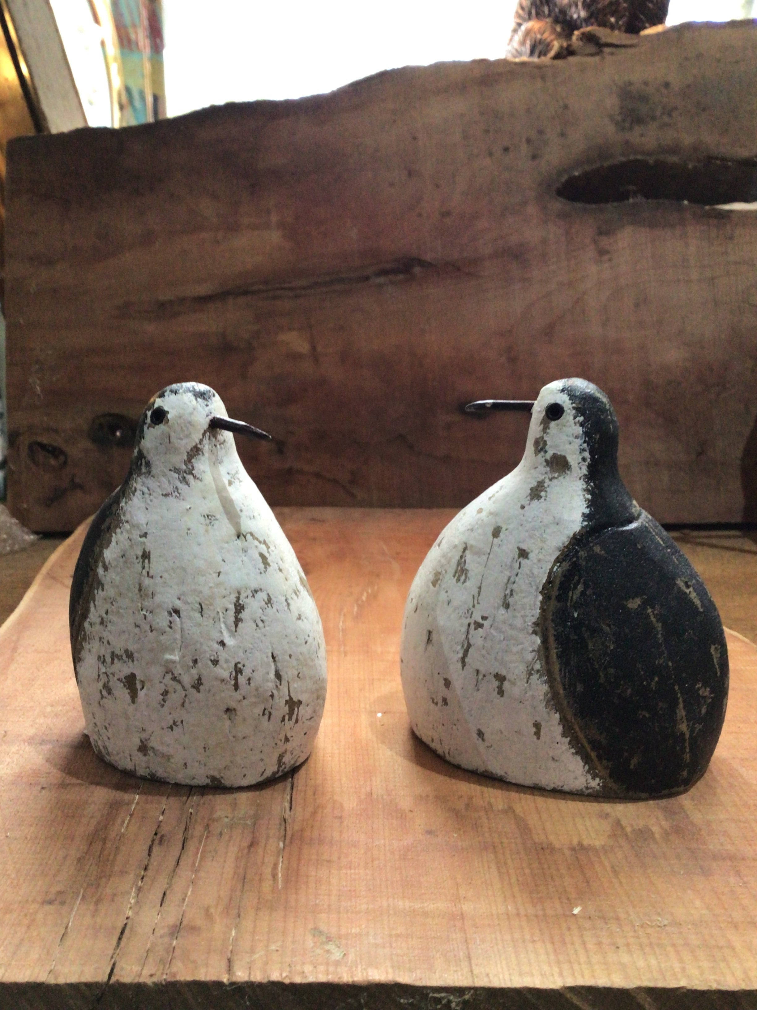 Rustic Wood Stout Bird Ornament Penny Pieces